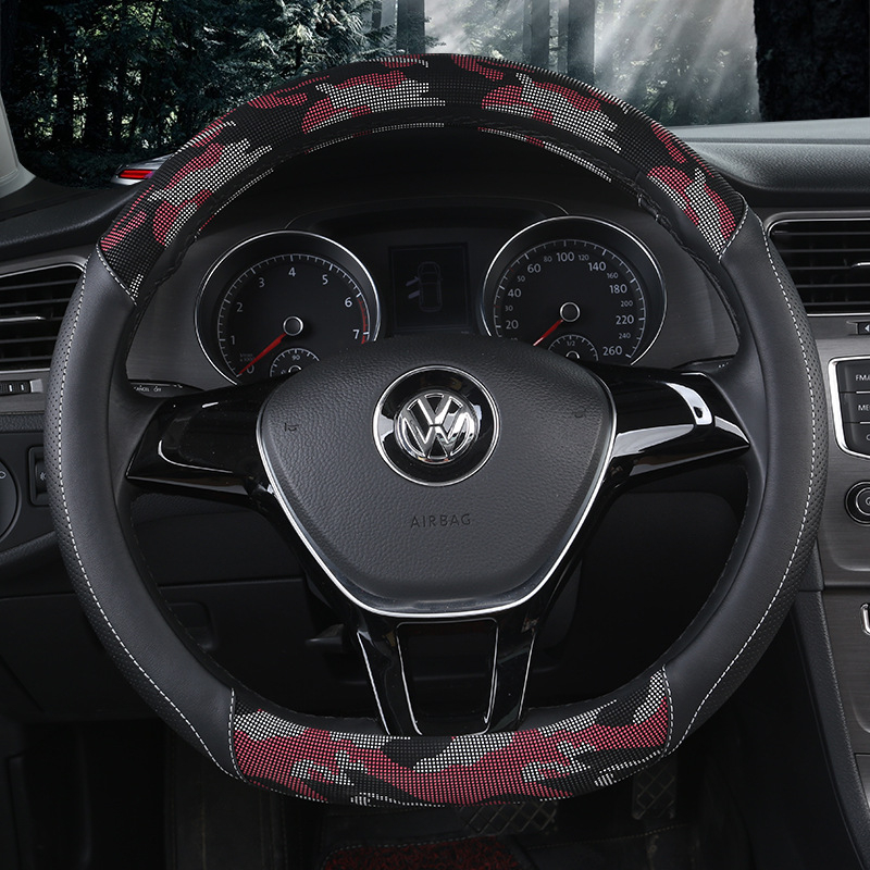 Kamufliacinis 3D spausdintas vairo dangtis, originalus stilius, PU oda, universalus suderinamumas daugumai automobilių, prekinis ženklas 8090