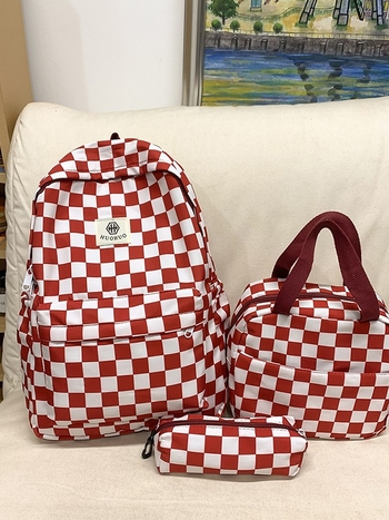 Σακίδιο πλάτης σχολικό — Νάιλον, Μόδα δρόμου, Μοτίβο πλέγματος, Εσωτερική επένδυση πολυεστέρα, ιμάντες με μαξιλάρι αέρα, Υπερ-ελαφρύ