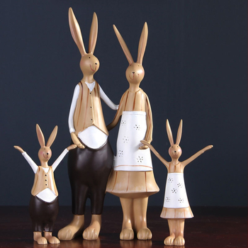 Γλυπτό ρητίνης με λαγουδάκι σε καρτούν στυλ για το σαλόνι, διακόσμηση για βάση τηλεόρασης, δώρο σε νέο σπίτι