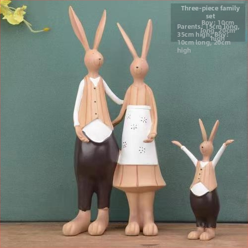 Γλυπτό ρητίνης με λαγουδάκι σε καρτούν στυλ για το σαλόνι, διακόσμηση για βάση τηλεόρασης, δώρο σε νέο σπίτι