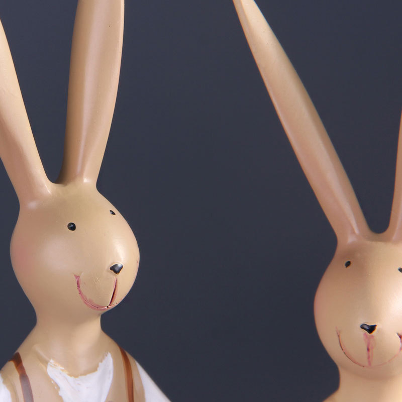 Γλυπτό ρητίνης με λαγουδάκι σε καρτούν στυλ για το σαλόνι, διακόσμηση για βάση τηλεόρασης, δώρο σε νέο σπίτι