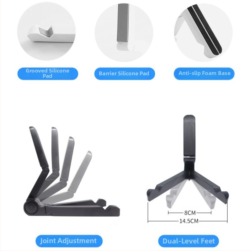 Десктоп стойка за телефон и таблет, сгъваема и преносима, компактен дизайн за гледане на шоута и жив стрийминг; съвместима с iPhone, iPad и iPod