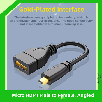 Καλώδιο επέκτασης Micro HDMI σε HDMI, Micro HDMI αρσενικό προς HDMI θηλυκό, αγωγοί από χαλκό χωρίς οξέωση με επίχρυση επίστρωση, HDMI γραμμή με γωνιακούς συνδέσμους