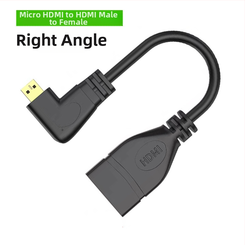 Καλώδιο επέκτασης Micro HDMI σε HDMI, Micro HDMI αρσενικό προς HDMI θηλυκό, αγωγοί από χαλκό χωρίς οξέωση με επίχρυση επίστρωση, HDMI γραμμή με γωνιακούς συνδέσμους