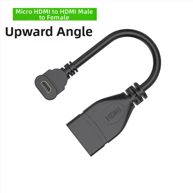 Καλώδιο επέκτασης Micro HDMI σε HDMI, Micro HDMI αρσενικό προς HDMI θηλυκό, αγωγοί από χαλκό χωρίς οξέωση με επίχρυση επίστρωση, HDMI γραμμή με γωνιακούς συνδέσμους