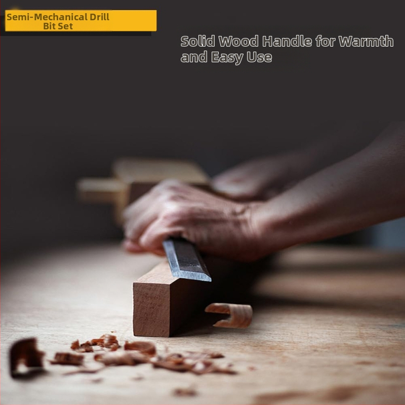 Комплект от 4 полукръгли дърводелски длетета, за дърворезба, глава от инструментална стомана, дървена дръжка, кръгла глава