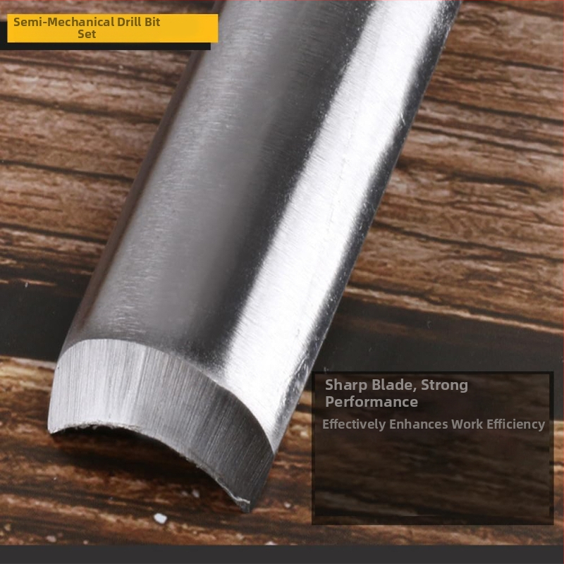 Комплект от 4 полукръгли дърводелски длетета, за дърворезба, глава от инструментална стомана, дървена дръжка, кръгла глава