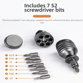 7-in-1 magnetinis atsuktuvas rinkinys iš chromo-vanadžio plieno mobiliems remontams (neizoliuotas, 0,12 kg)