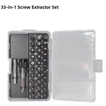33-частен комплект екстрактори за винтове, стомана хром ванадий, тресчотков тип, за повредени винтове, за домашна употреба