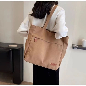 Τσάντα Tote από καμβά, σχεδιασμός με ιάπωνική έμπνευση, μεγάλη χωρητικότητα, φερμουάρ, Silent Rabbit