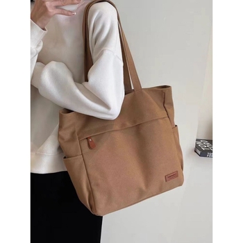 Τσάντα Tote από καμβά, σχεδιασμός με ιάπωνική έμπνευση, μεγάλη χωρητικότητα, φερμουάρ, Silent Rabbit