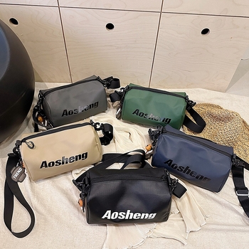 Мъжка кръстосана чанта – оксфорд плат, водоустойчива и ултралека, модел с букви, стил литература и изкуство в национален стил