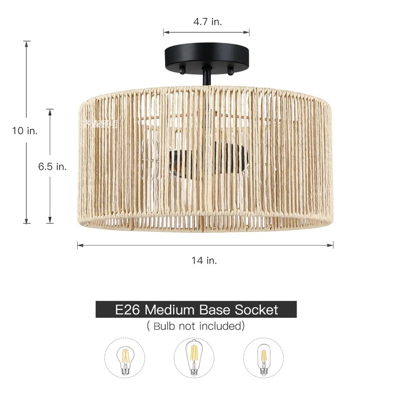 Ρετρό LED οροφής λαμπτήρας με σιδερένιο πλαίσιο και σκιά από αμπέλι για σαλόνι/εστιατόριο, 220V, κάλυψη 5–10 m²