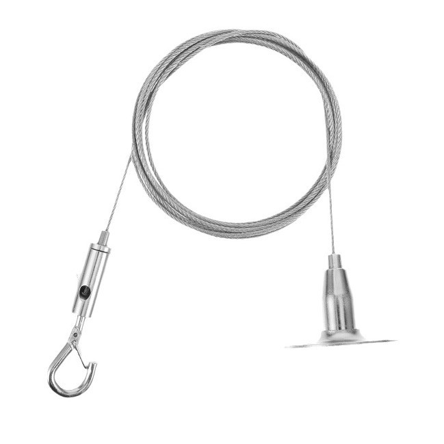 Hiwa XH-2024041501 Заключващо устройство за неръждаемо стоманено въже с предпазна кука, регулируема ключалка за окачване на рекламни табла