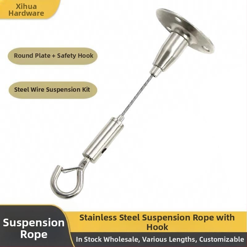 Hiwa XH-2024041501 Заключващо устройство за неръждаемо стоманено въже с предпазна кука, регулируема ключалка за окачване на рекламни табла