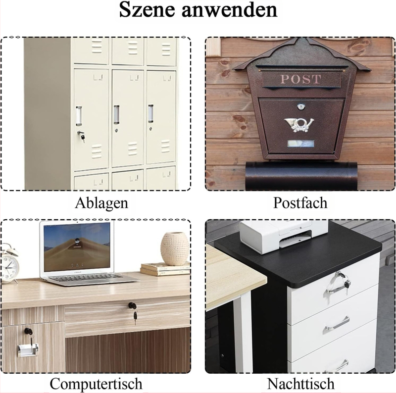 Ключалка LIKAYO C1820 с въртящ език, цинков сплав, комплект от 4 ключа, за гардероб и RV