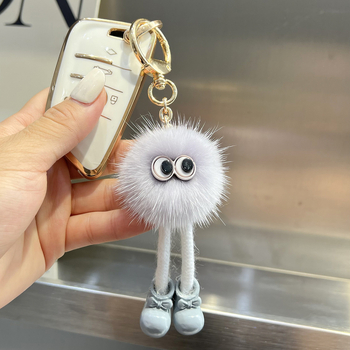 Dongju Fur pūkų raktų pakabukas automobiliui ir kuprinei — žaismingas stilius, medžiaga: pūkų pliušas, pakuotė: didmeninė
