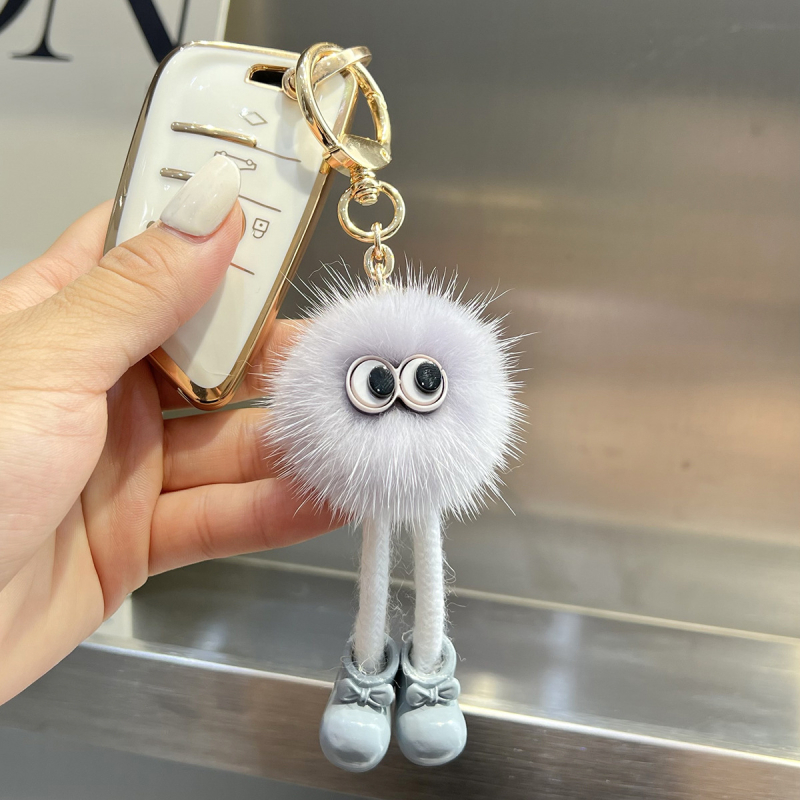Dongju Fur pūkų raktų pakabukas automobiliui ir kuprinei — žaismingas stilius, medžiaga: pūkų pliušas, pakuotė: didmeninė