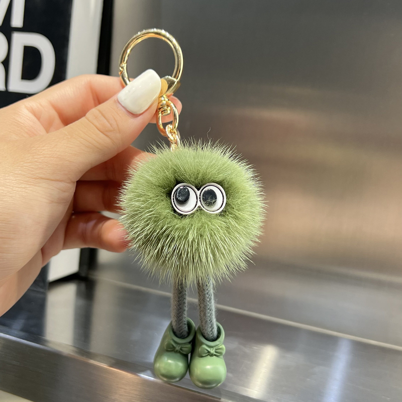 Dongju Fur pūkų raktų pakabukas automobiliui ir kuprinei — žaismingas stilius, medžiaga: pūkų pliušas, pakuotė: didmeninė
