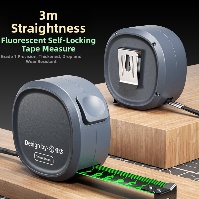 Sava užrakinama matavimo juostelė su plienine juosta, sustiprintas dizainas, atsparus korpusas, fluorescencinė juosta