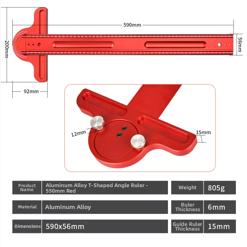 Дърводелска линеенка за чертане с алуминиева сплав — квадратна, ъглова и триъгълна линейка, разметъчник, Onkel.J