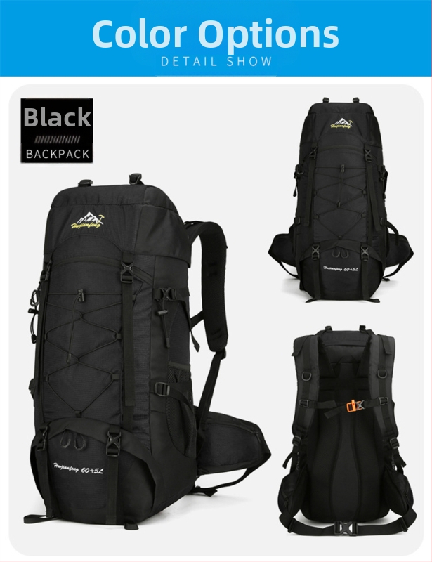 Pārgājienu mugursoma ar paplašināmu lielu ietilpību, no Oxford auduma, ar poliestera oderi