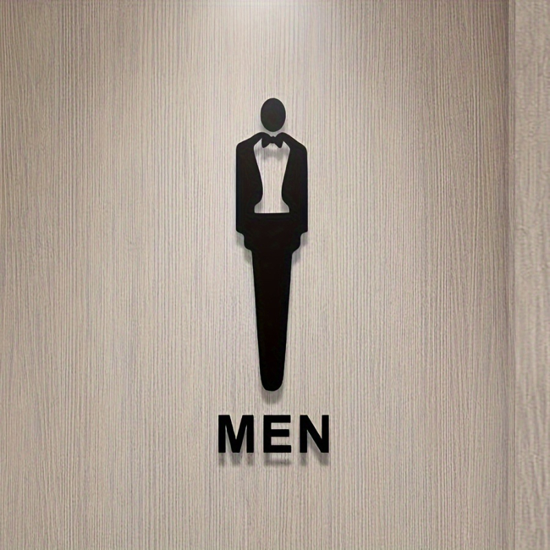 Pictogramă de ușă pentru toaletă din mall/birou – pentru bărbați și femei, stil modern minimalist, autocolant impermeabil de perete, 1 bucată