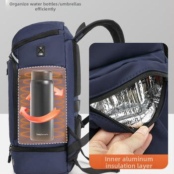 Σακίδιο πλάτης μεγάλης χωρητικότητας για ταξίδια και υπαίθριες δραστηριότητες, με διαχωρισμό υγρών-ξηρών, από Oxford ύφασμα, 36–55L, αδιάβροχο, με καμπύλο ιμάντα ώμου, για άνδρες