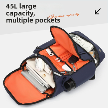 Σακίδιο πλάτης μεγάλης χωρητικότητας για ταξίδια και υπαίθριες δραστηριότητες, με διαχωρισμό υγρών-ξηρών, από Oxford ύφασμα, 36–55L, αδιάβροχο, με καμπύλο ιμάντα ώμου, για άνδρες