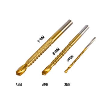 Asahi 6-частен комплект стъпкови свредла за дърво с триъгълна дръжка, пагодни свредла и канавкови свредла