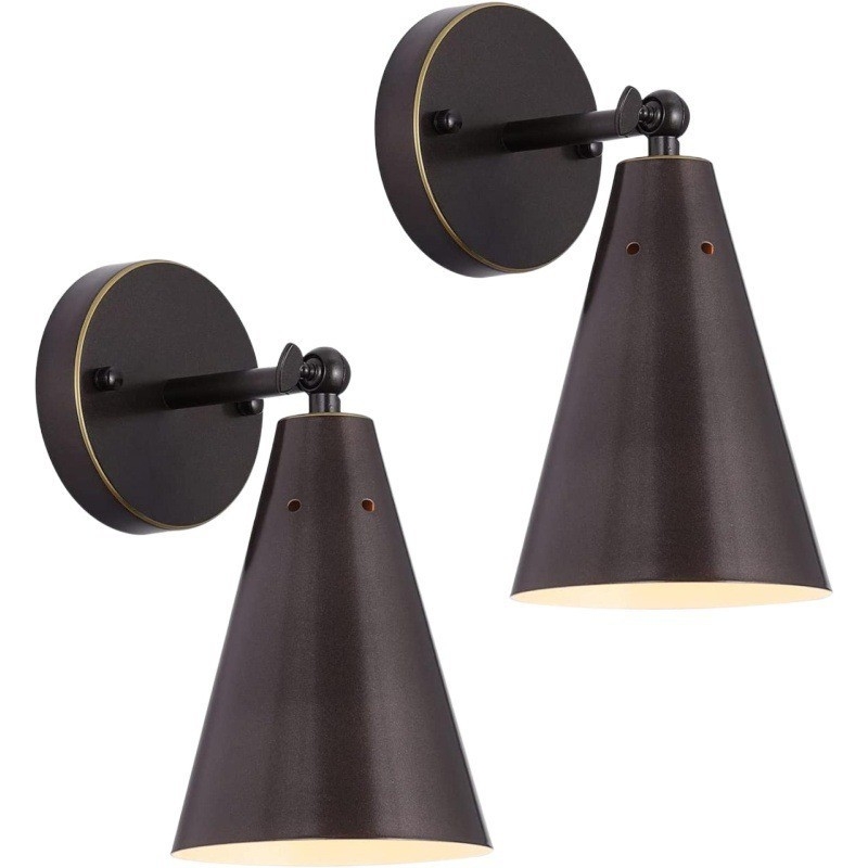 Λαμπτήρας τοίχου με σιδερένιο σκίαστρο — 110V, υποδοχή E26, διάρκεια ζωής 20.000 ωρών