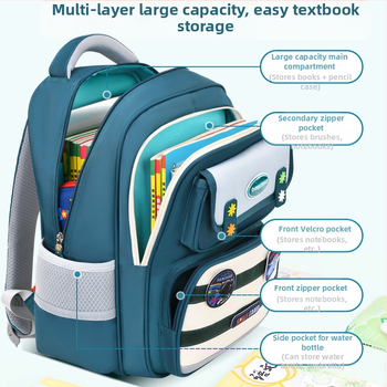 Σακίδιο για μαθητές δημοτικού Big Tail Cat 6917, Oxford ύφασμα, αναπνεύσιμο, αδιάβροχο, ανθεκτικό στη φθορά, καμπύλος ιμάντας ώμου