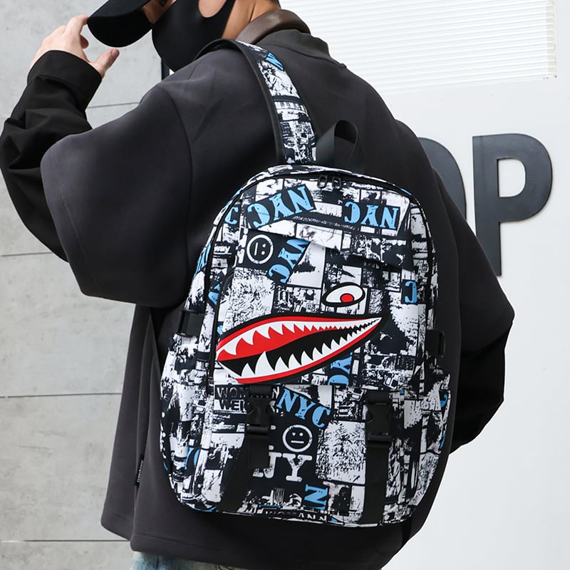 Shark iskolatáska – nagy kapacitású 20–35L, vízálló, 15 hüvelykes laptop kompatibilis, Oxford anyag, levegő párnás vállpántok