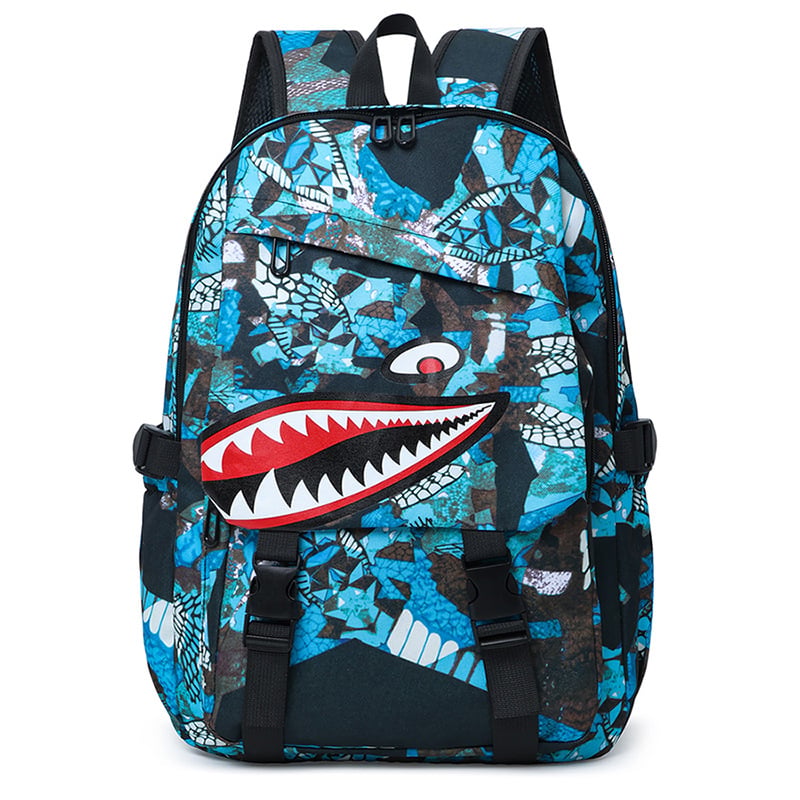 Shark iskolatáska – nagy kapacitású 20–35L, vízálló, 15 hüvelykes laptop kompatibilis, Oxford anyag, levegő párnás vállpántok