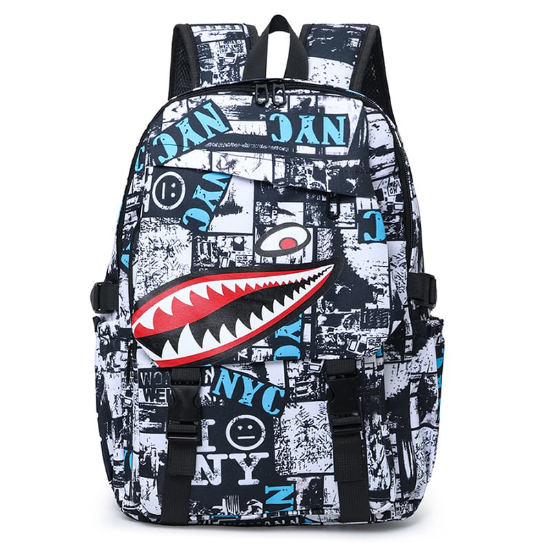 Shark iskolatáska – nagy kapacitású 20–35L, vízálló, 15 hüvelykes laptop kompatibilis, Oxford anyag, levegő párnás vállpántok