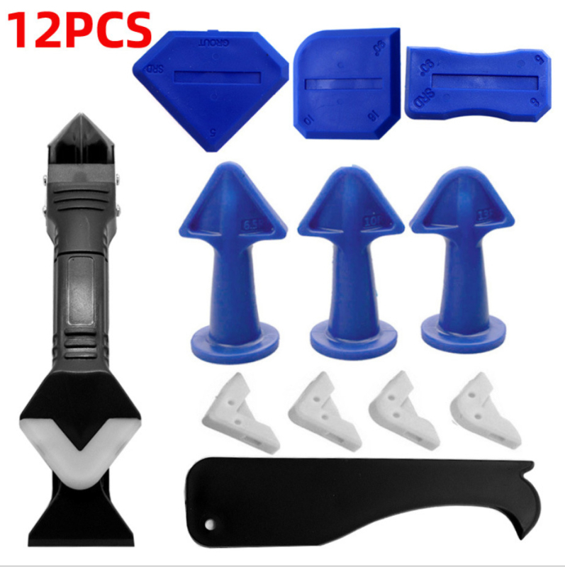 Шпатула-скрепер за фуги с ъглов дизайн; Материал: пластмаса + метал; Модел: комплект скрепери; Област на приложение: фугиране и довършване; Персонализирана обработка: да; Възможност за частна марка: да