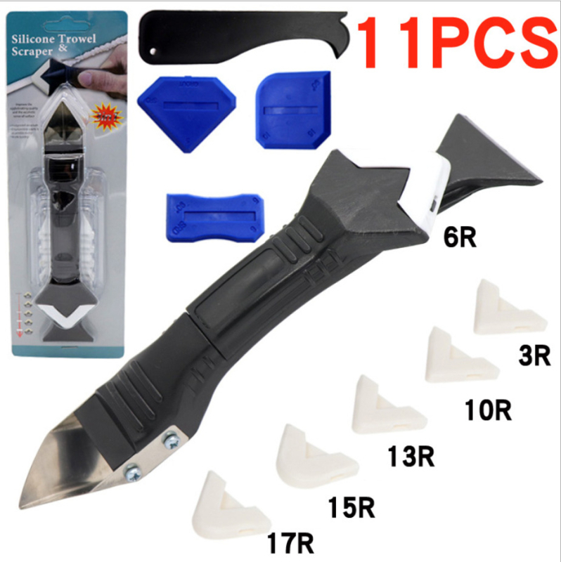 Шпатула-скрепер за фуги с ъглов дизайн; Материал: пластмаса + метал; Модел: комплект скрепери; Област на приложение: фугиране и довършване; Персонализирана обработка: да; Възможност за частна марка: да