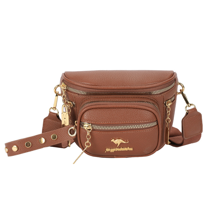 PU bőr retro kis négyszögletes válltáska cipzárral, tavasz 2025, poliészter bélés, belső cipzáras zseb, közepes merevség