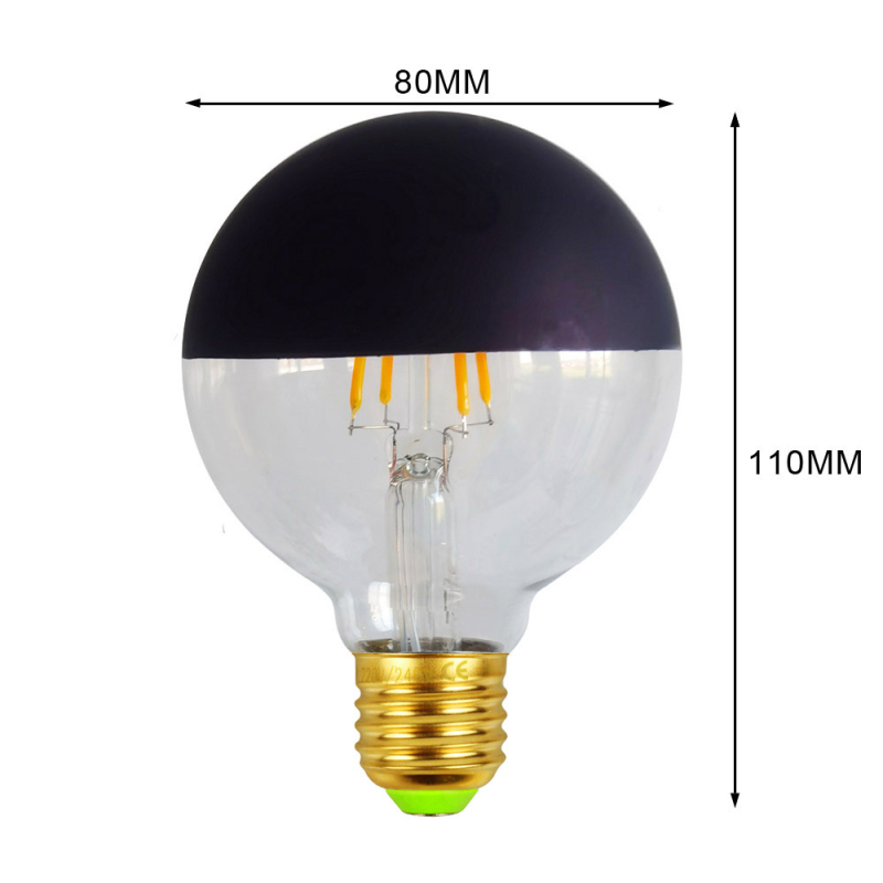 LED Έντισον λάμπα χωρίς σκιά με βάση Ε27, ημιπλατινωτός αντανακλαστικός σχεδιασμός, 330 lm, δέσμη 360°, CRI ≥90