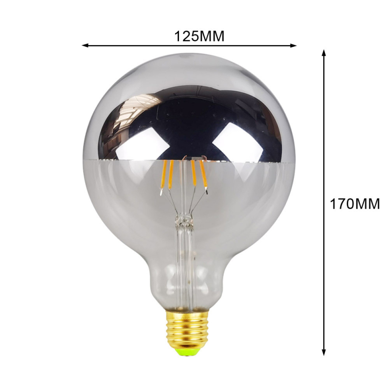 LED Έντισον λάμπα χωρίς σκιά με βάση Ε27, ημιπλατινωτός αντανακλαστικός σχεδιασμός, 330 lm, δέσμη 360°, CRI ≥90