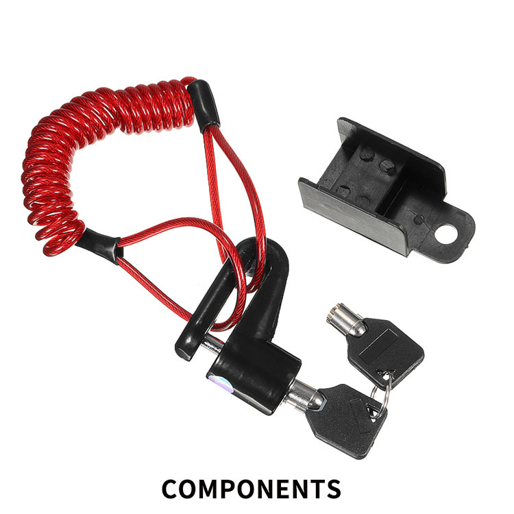 Универсален дисков заключващ механизъм със стоманен кабел за повечето електрически скутери и велосипеди – стоманена конструкция, тегло 0,2 кг