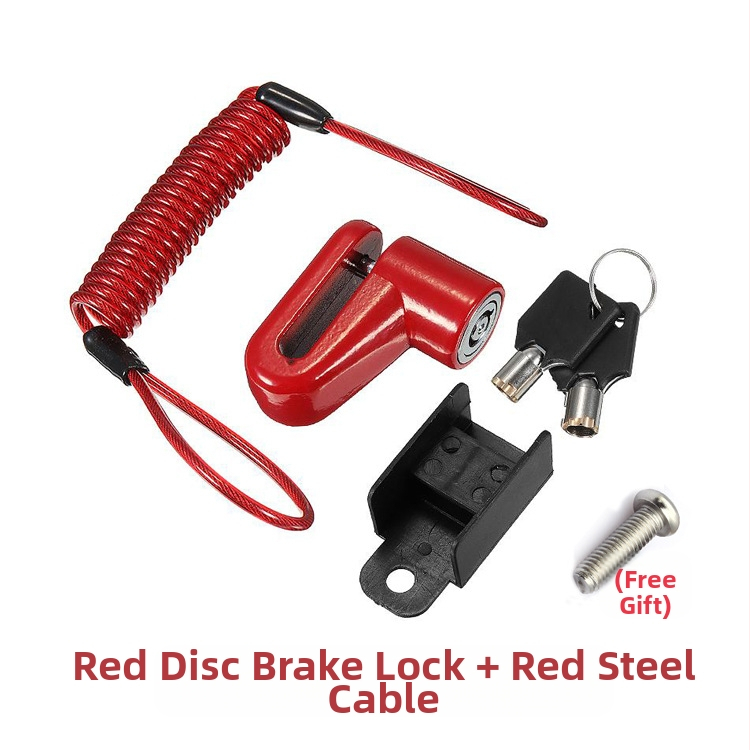 Универсален дисков заключващ механизъм със стоманен кабел за повечето електрически скутери и велосипеди – стоманена конструкция, тегло 0,2 кг