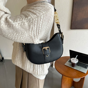 Τσάντα Tote με υφή PU, μορφή dumpling, φερμουάρ, επένδυση πολυεστέρα