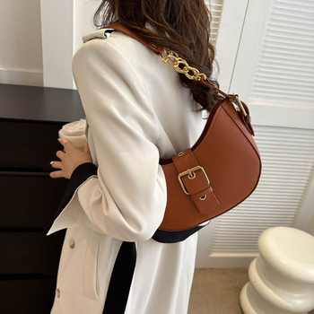 Τσάντα Tote με υφή PU, μορφή dumpling, φερμουάρ, επένδυση πολυεστέρα