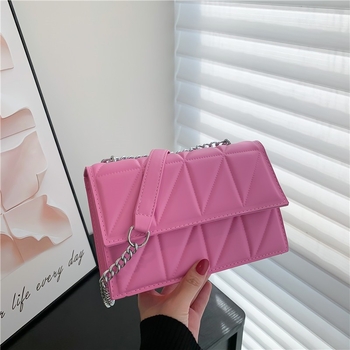 Τσάντα για τη μασχάλη με αλυσίδα, PU δέρμα, ορθογώνιο τετράγωνο σχήμα, κλείσιμο με καπάκι, ανάγλυφη υφή