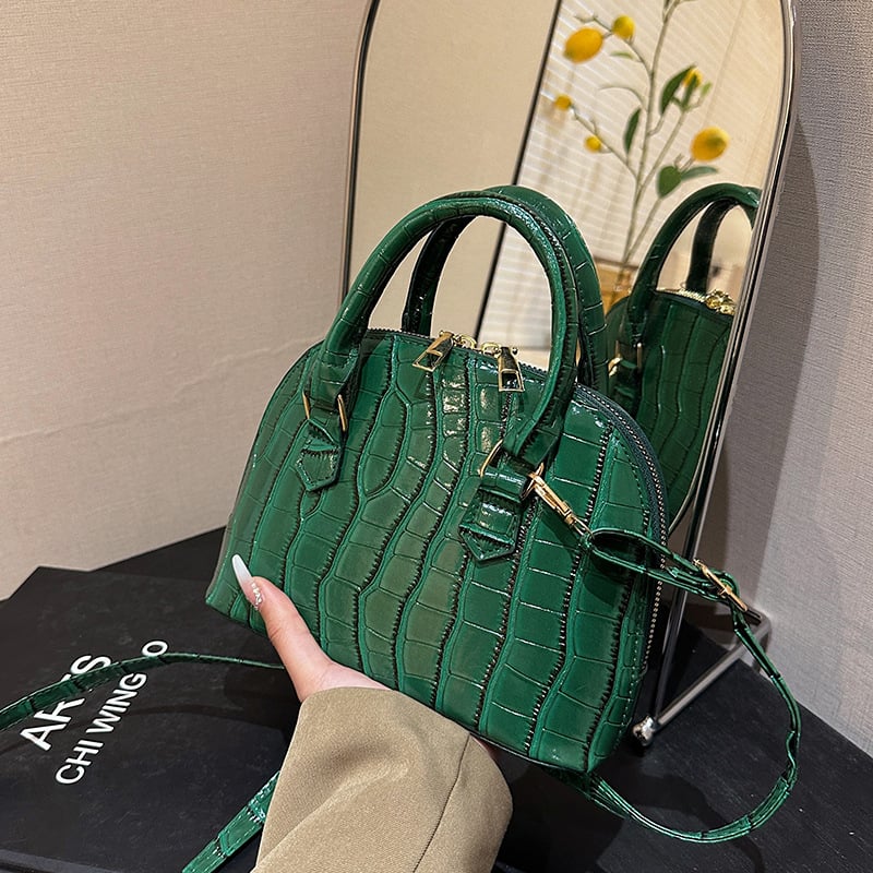 Bei Van Hee Geantă crossbody shell cu textură de crocodil, PU material, fermoar, buzunar pentru telefon