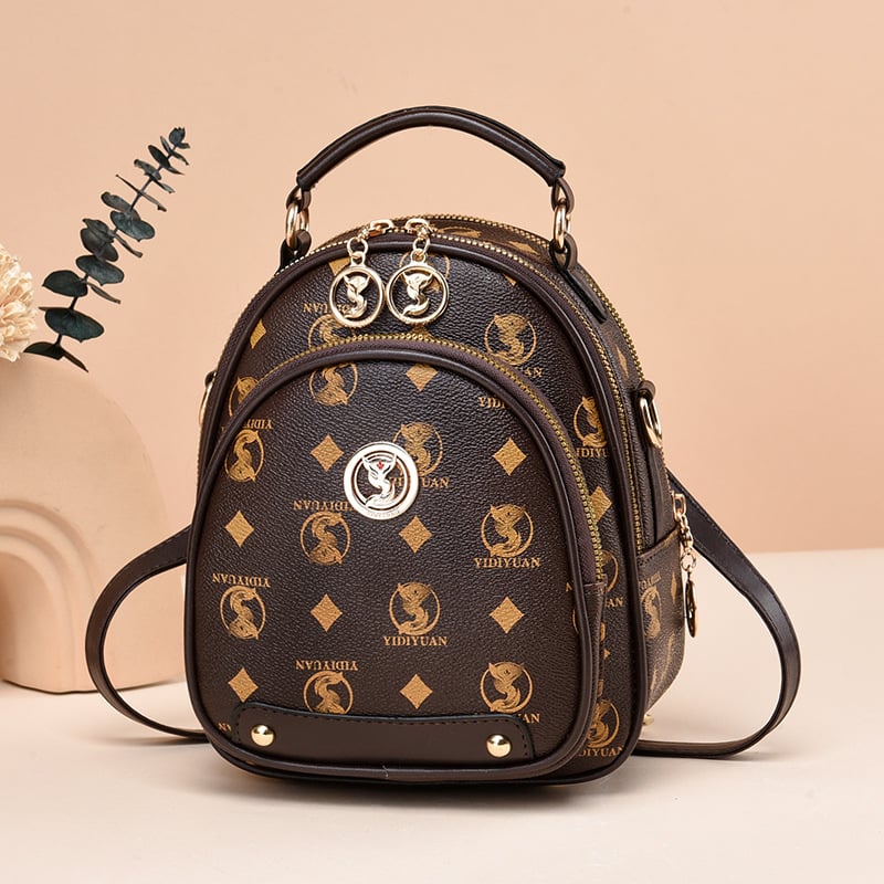 Rucsac mini din PU moale, trei în unu pentru călătorii, design dual, capacitate mare, închidere cu fermoar