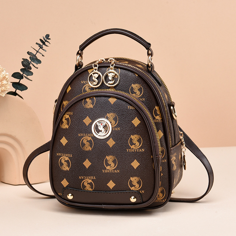 Rucsac mini din PU moale, trei în unu pentru călătorii, design dual, capacitate mare, închidere cu fermoar