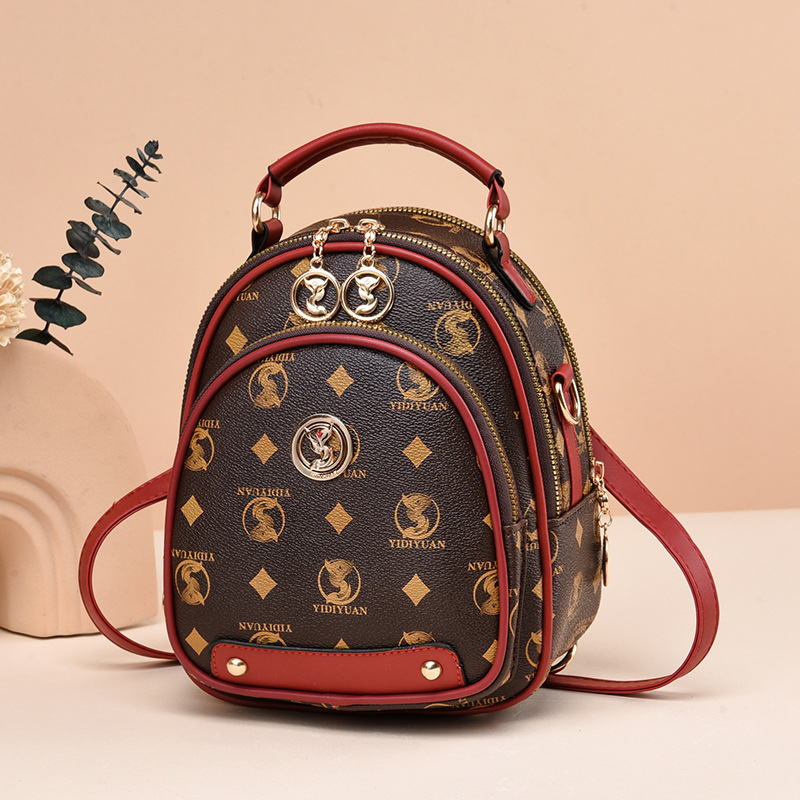 Rucsac mini din PU moale, trei în unu pentru călătorii, design dual, capacitate mare, închidere cu fermoar