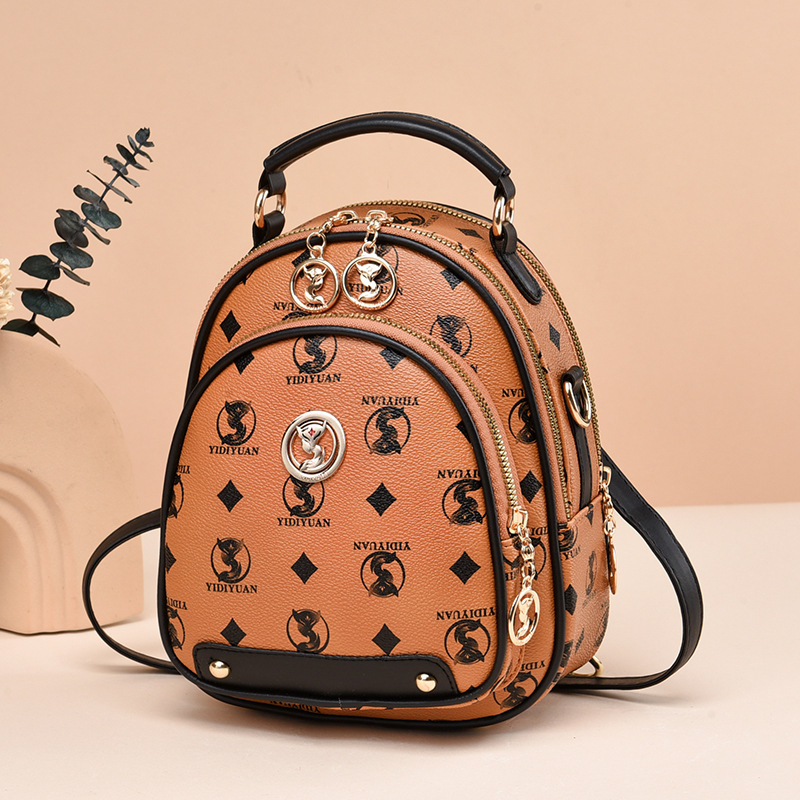 Rucsac mini din PU moale, trei în unu pentru călătorii, design dual, capacitate mare, închidere cu fermoar